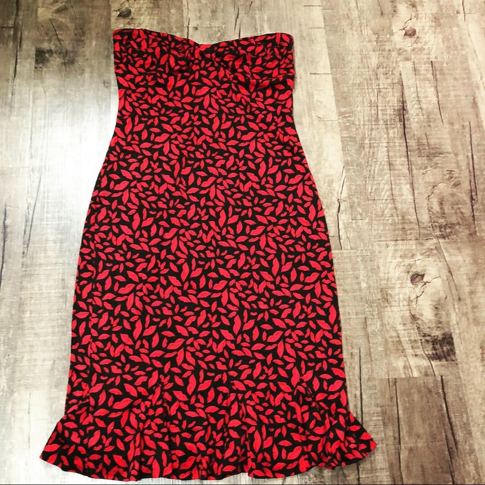 DVF Diane Von Furstenbeg Strapless Silk Dress